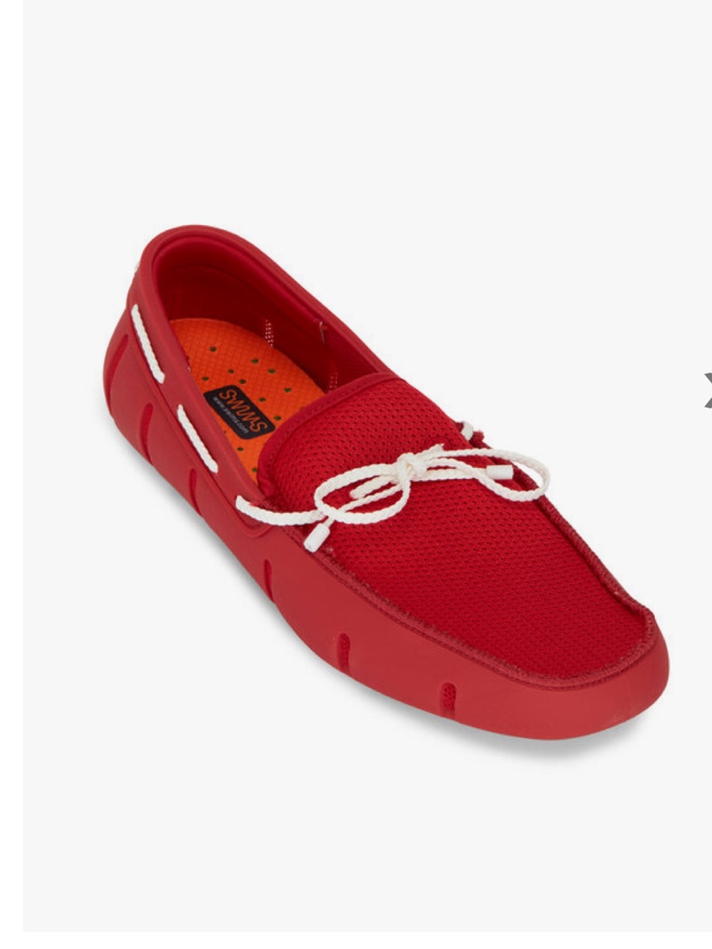 SWIMS Signal Red & White Braided-Tie Loafer